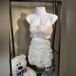 Elegant White Satin Dress